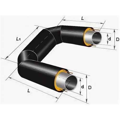 П-образный компенсатор ППУ ПЭ тип 1 Ст10 38х3,5х41х1000 мм ГОСТ 10704-91